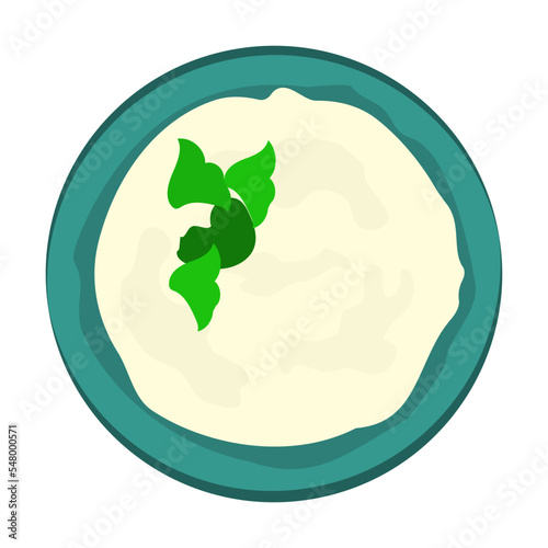 Food plate with porridge. Symbol of Georgia vector illustration. Georgian national cuisine isolated on white background. Traveling, culture concept