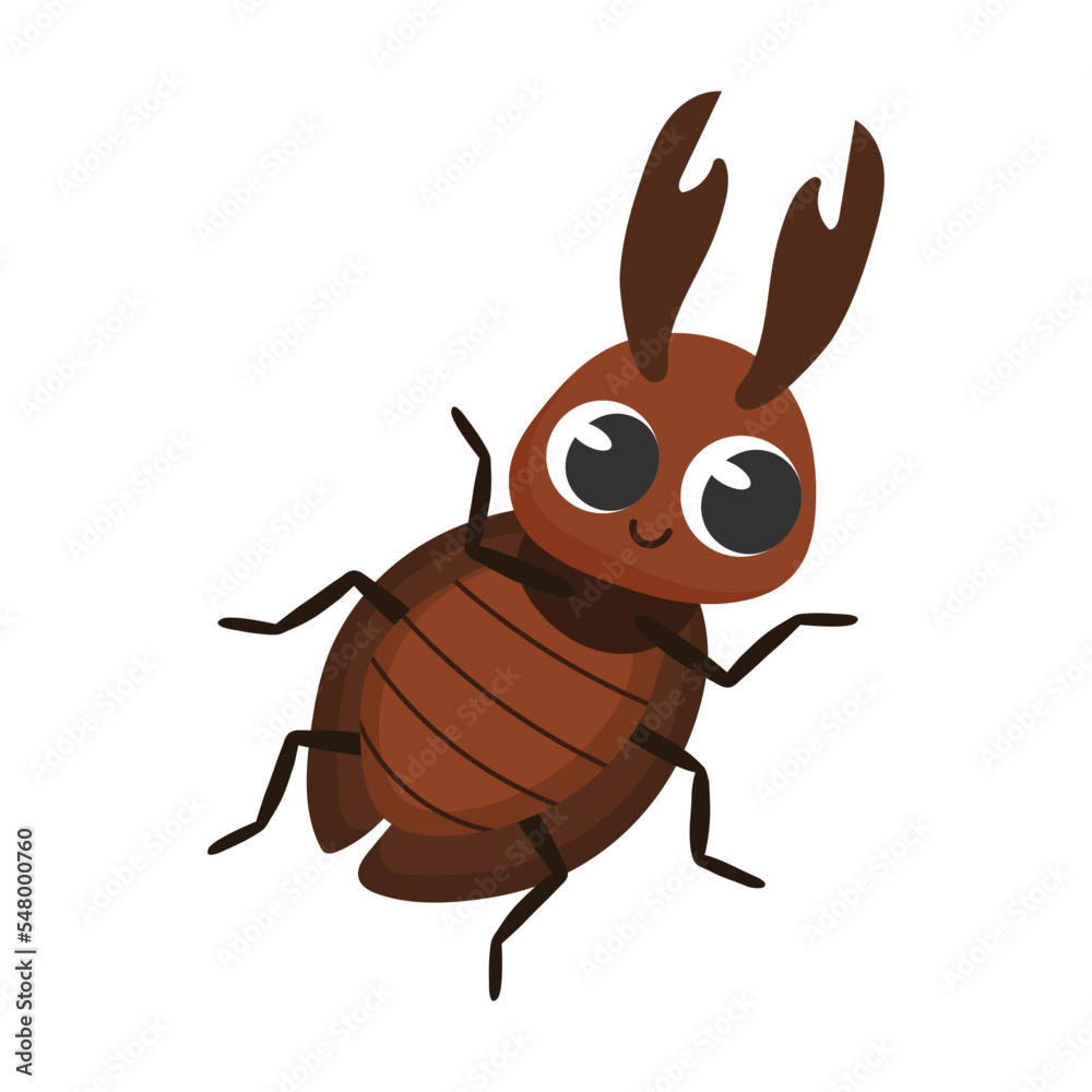 Cute bug cartoon character vector illustration. Funny forest or garden animals isolated on white background. Insects, nature concept Cute bug cartoon character vector illustration. Funny forest or garden animals isolated on white background. Insects, nature concept
