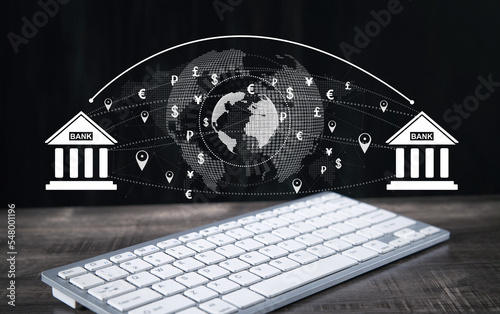 Banks financial transfer money. Online Banking. Business photo