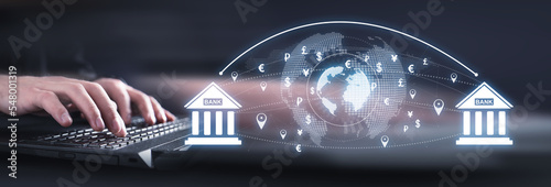 Banks financial transfer money. Online Banking. Business