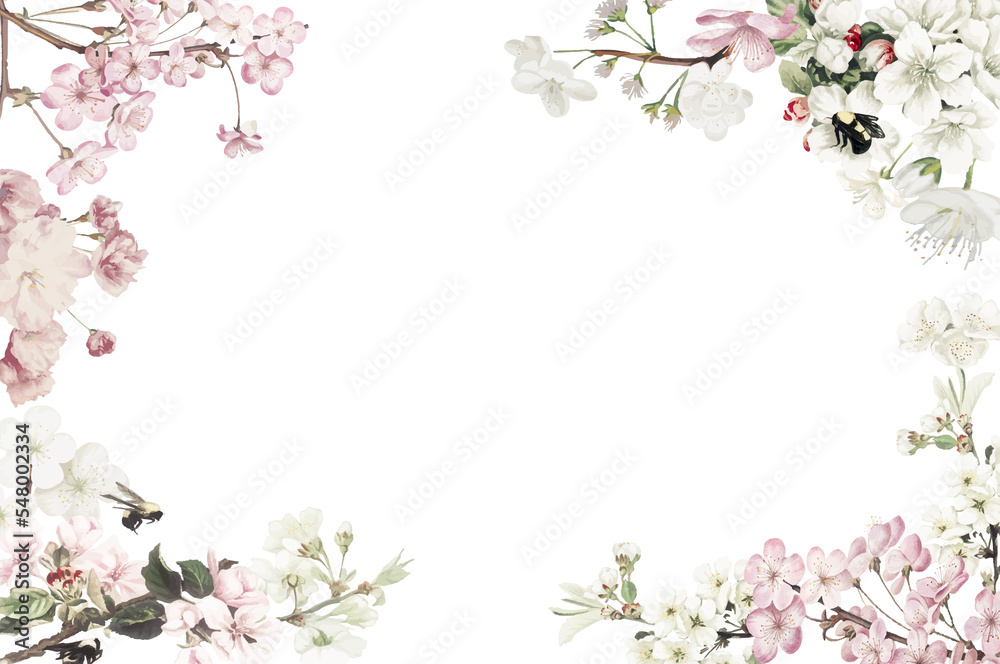 a frame design of flowers with a blank background
