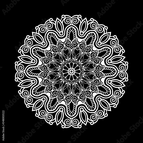 Mandala design template with black background 
