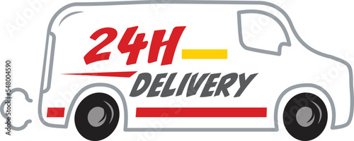 White van - vehicle with 24 Delivery message