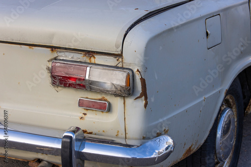 Close-up on the back of an old vintage car from the USSR