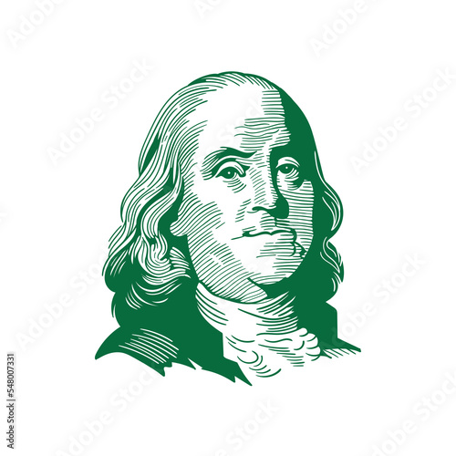 Hand drawn portrait of Benjamin Franklin. photo