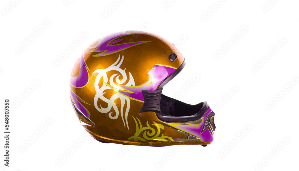 Fototapeta premium colored motorcycle helmet isolated on white background