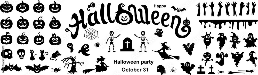 Set of silhouettes of Halloween Set of silhouettes of Halloween