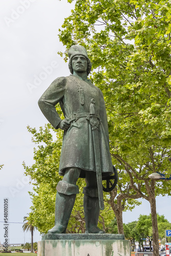 Statue of Joao Afonso de Aveiro. Joao Afonso de Aveiro is 15th-century seafarer and explorer of the West Africa’s coast. AVEIRO, PORTUGAL.  © dbrnjhrj