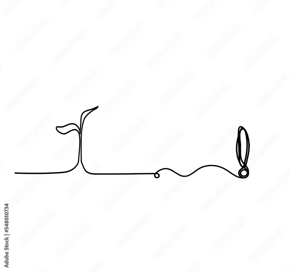 Abstract tree with exclamation as line drawing on the white background. Vector Abstract tree with exclamation as line drawing on the white background. Vector