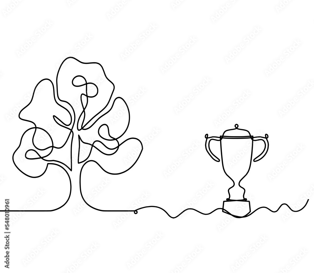 Fototapeta premium Abstract tree with cup as line drawing on the white background. Vector