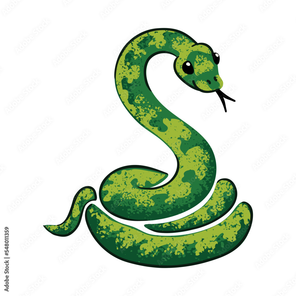 Naklejka premium Vector Colorful Illustration of Snake rises Isolated on White Background