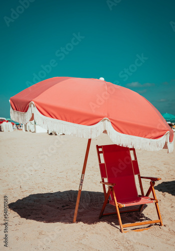 beach chairs and umbrella Miami Beach relax vacation summer