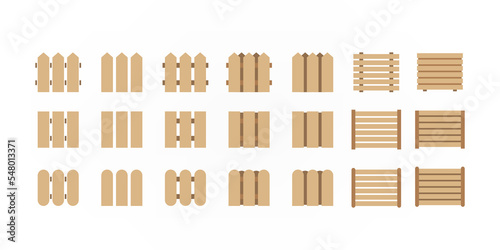 Set of different fence planks illustration