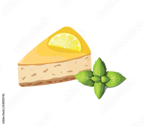 Lemon cheesecake isolated on white background