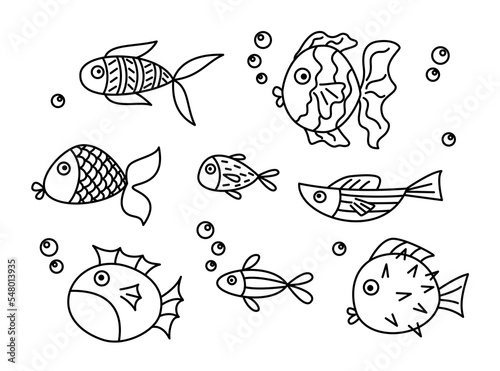 Cute fish in doodle style