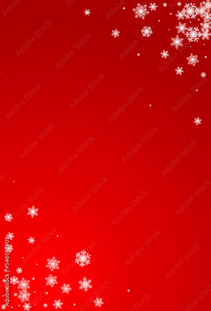 White Snowflake Vector Red Background. New Gray