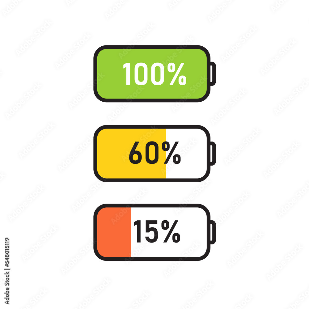 battery icon vector, battery charge level mobile phone system on white background. for app ui banner logo website design battery icon vector, battery charge level mobile phone system on white background. for app ui banner logo website design
