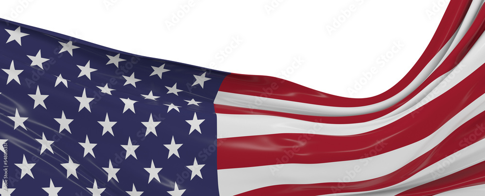 Fototapeta premium American flag on grey background. Copy space