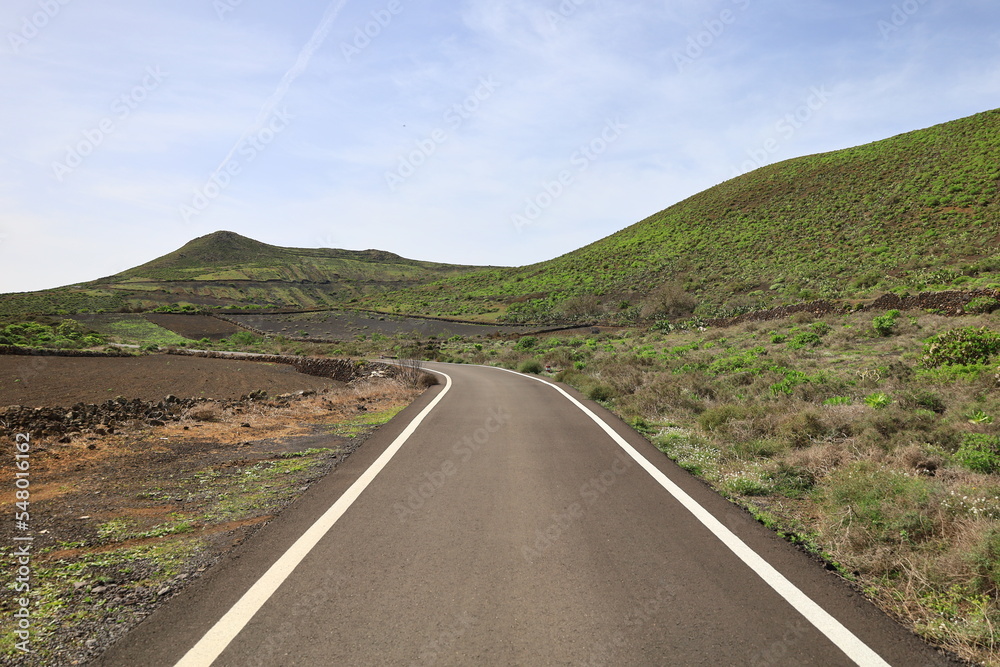 View on a road in the Chinijo Archipelago Natural Park to Lanzarote
