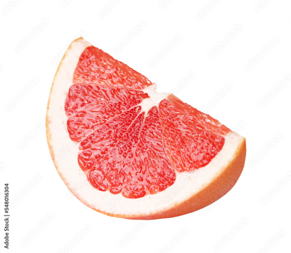 One slice of grapefruit isolated on white background One slice of grapefruit isolated on white background