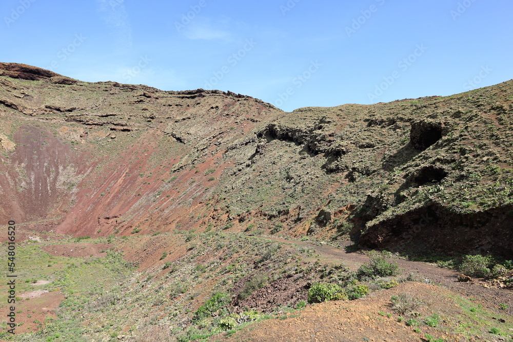View on a volcano in the Chinijo Archipelago Natural Park to Lanzarote
