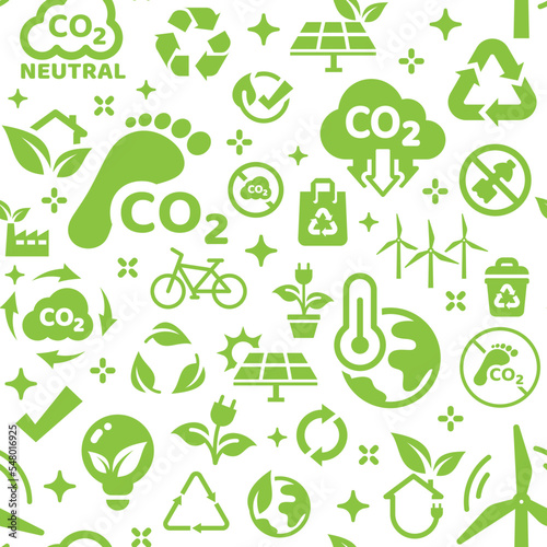 Environment and ecology seamless pattern. Sustainable, renewable energy vector background print.