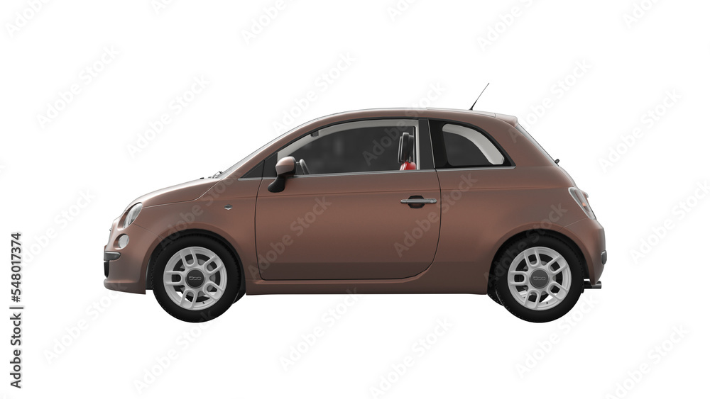 FIAT 500 3d rendering of 500 car on transparent PNG background, BROWN ...