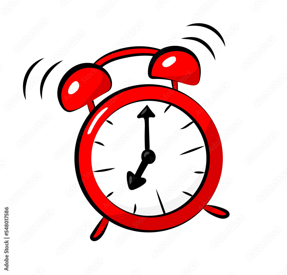 Czerwony budzik ilustracja red alarm clock illustration budzik - obrazy, fototapety, plakaty 