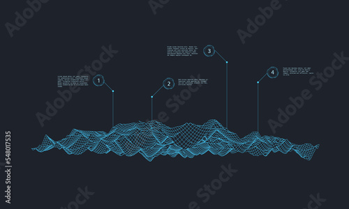 Abstract wireframe background. Modern infographic composition. Digital technology cyberspace. Vector illustration.