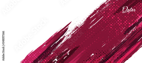 Qatar Flag with Brush and Grunge Style. Flag of Qatar with Sports Concept, Suitable for Independence Day and World Cup 2022 Background