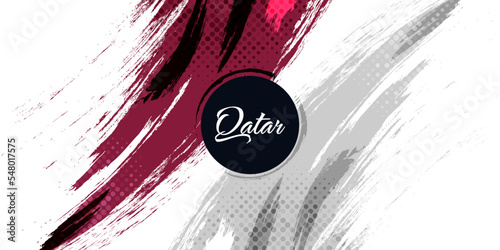 Qatar Flag with Brush and Grunge Style. Flag of Qatar with Sports Concept, Suitable for Independence Day and World Cup 2022 Background