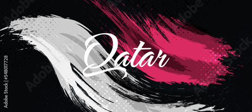 Qatar Flag with Brush and Grunge Style. Flag of Qatar with Sports Concept, Suitable for Independence Day and World Cup 2022 Background