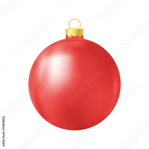 Red Christmas tree toy Realistic color illustration