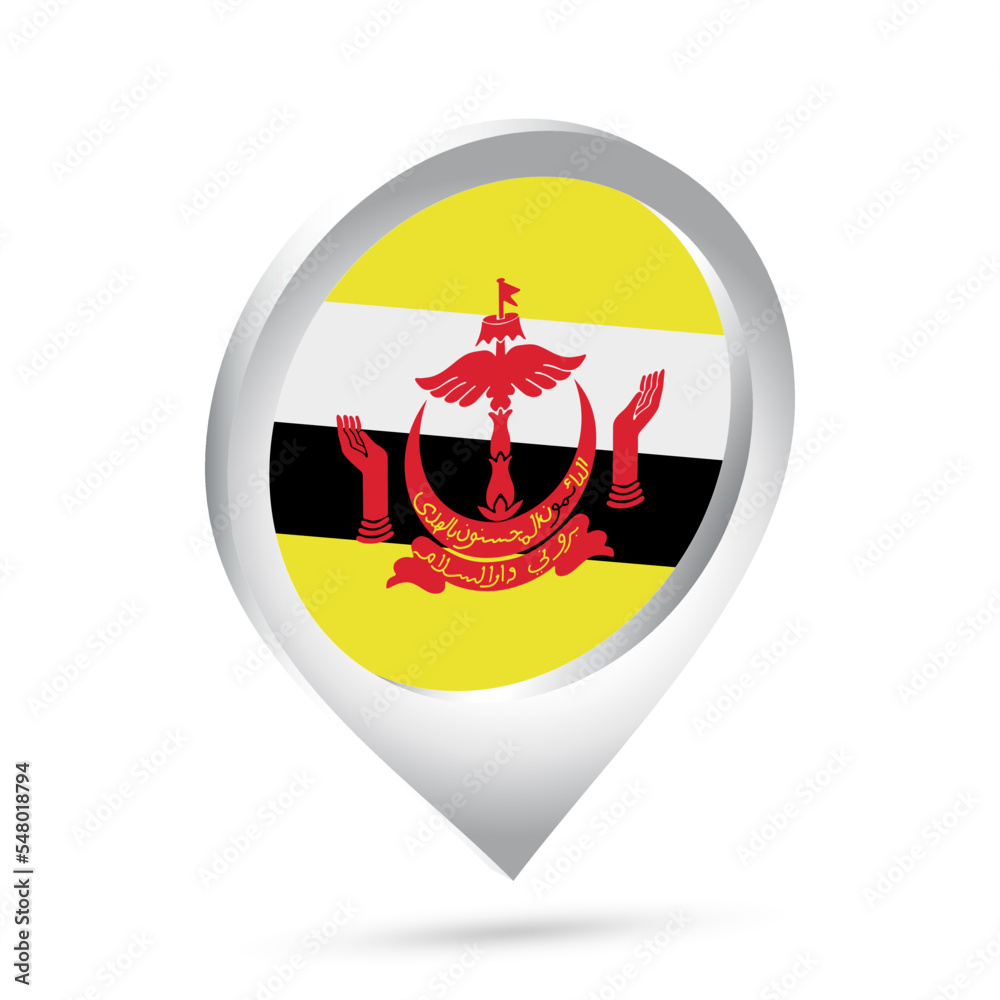 Brunei flag 3d pin icon Brunei flag 3d pin icon
