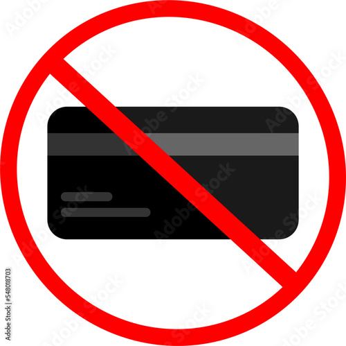 Credit card not accepted icon, cash only icon