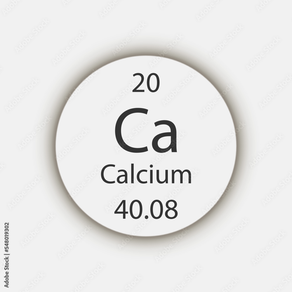 Calcium symbol. Chemical element of the periodic table. Vector illustration.