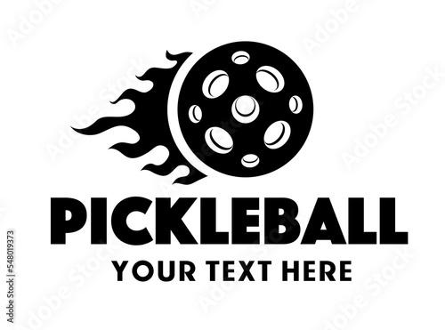 Pickleball logo vector black color isolated on white background for game, sport team, t shirt, banner. 10 eps