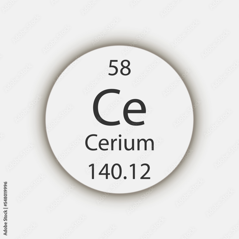 Cerium symbol. Chemical element of the periodic table. Vector illustration. Cerium symbol. Chemical element of the periodic table. Vector illustration.