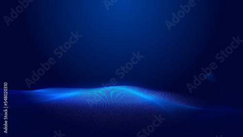 Abstract dot blue wave gradient texture technology background.