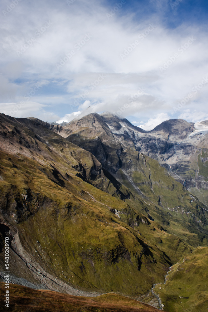 Fototapeta premium View of the Austrian Alps on the Grossglockner. Sunny day in the mountains. Landscape