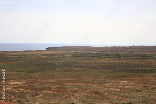 View on a mountain in the Chinijo Archipelago Natural Park to Fuerteventura