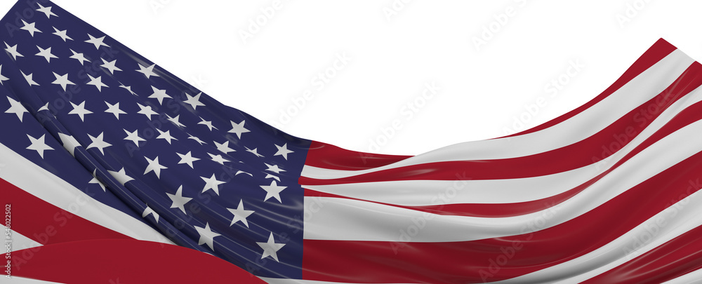 Fototapeta premium American flag on grey background. Copy space