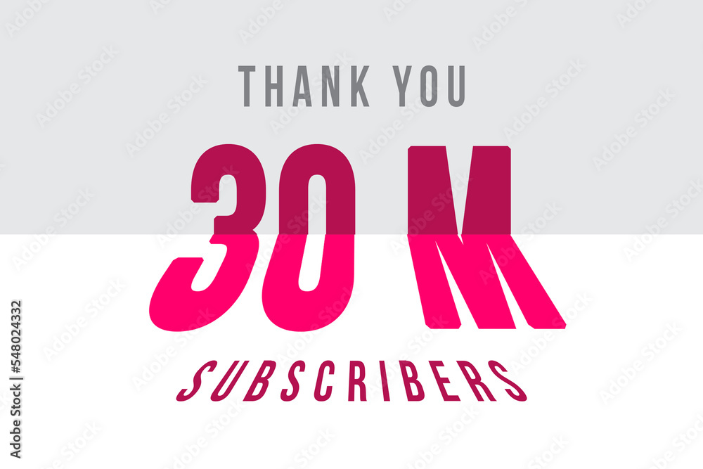 Obraz premium 30 Million subscribers celebration greeting banner with Tiled Design