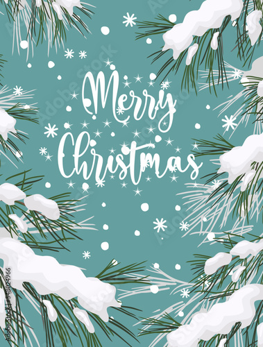 Winter forest . Christmas tree. Winter branch. Vector