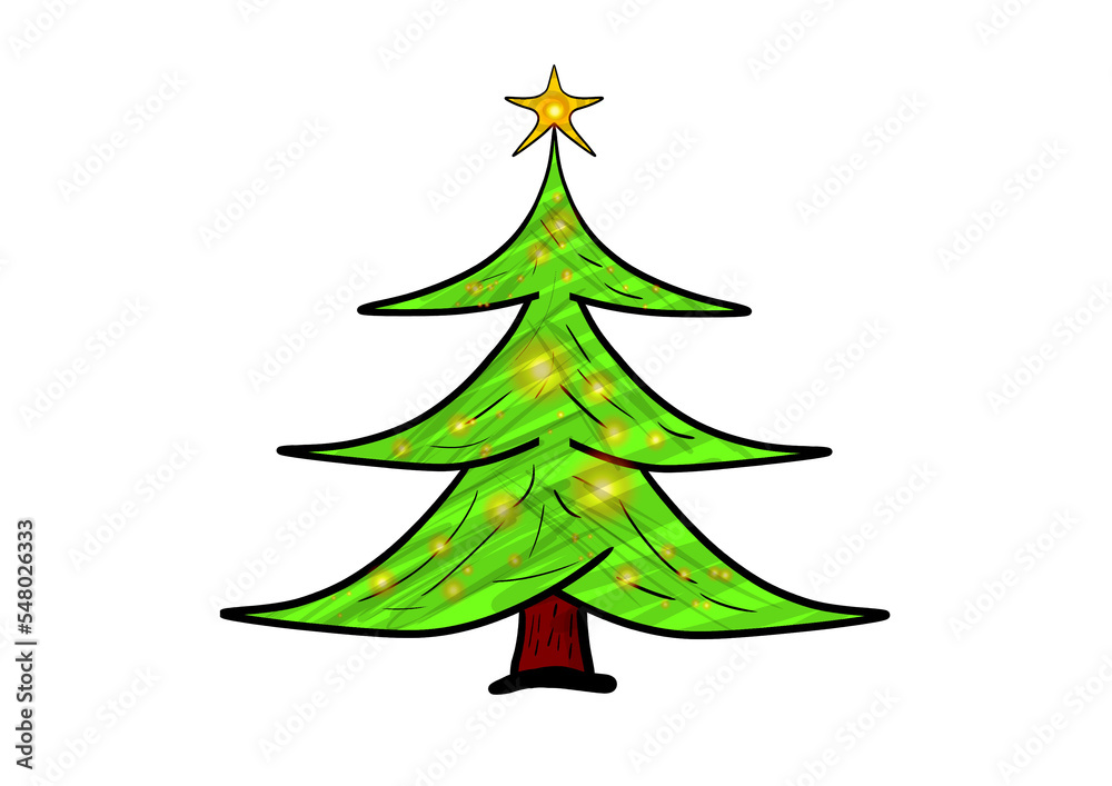 Illustration of a green Christmas tree