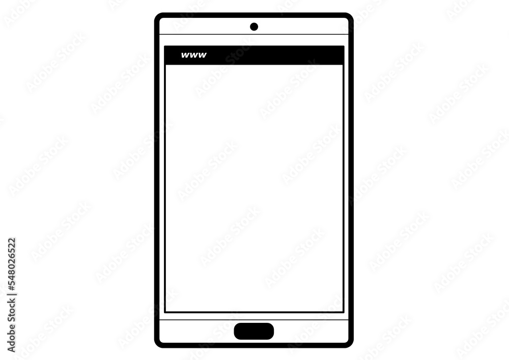 Illustration of a smartphone with the word www