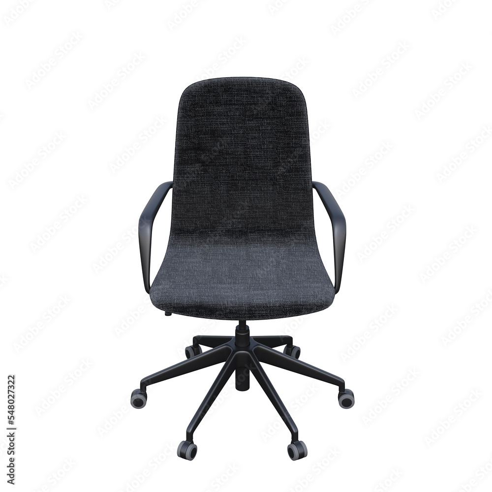 office chair isolate on a transparent background, interior furniture, 3D illustration, cg render