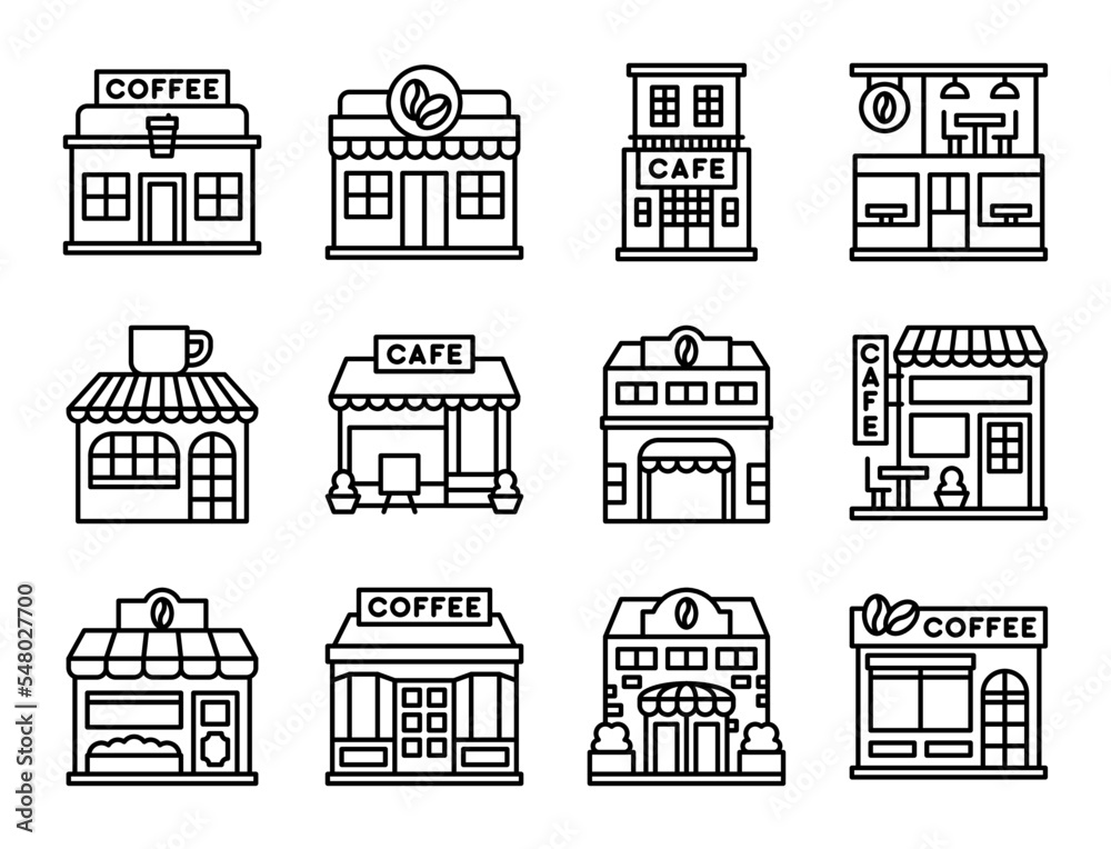 Coffee shop line icon set, vector illustration