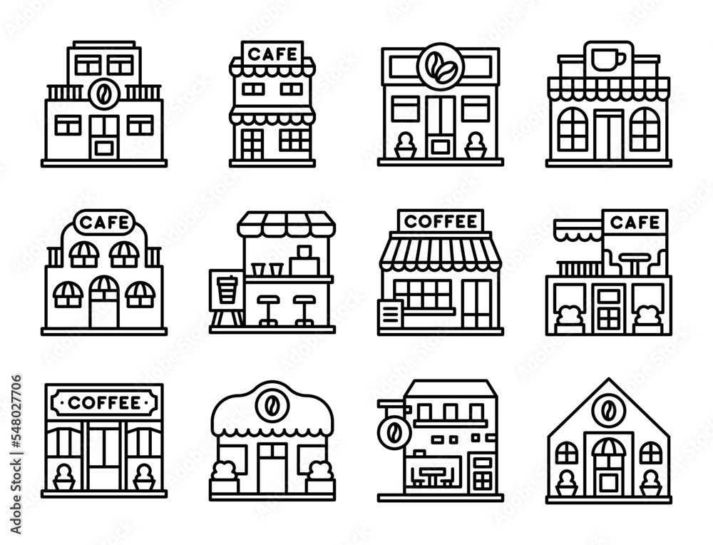 Obraz premium Coffee shop line icon set 6, vector illustration
