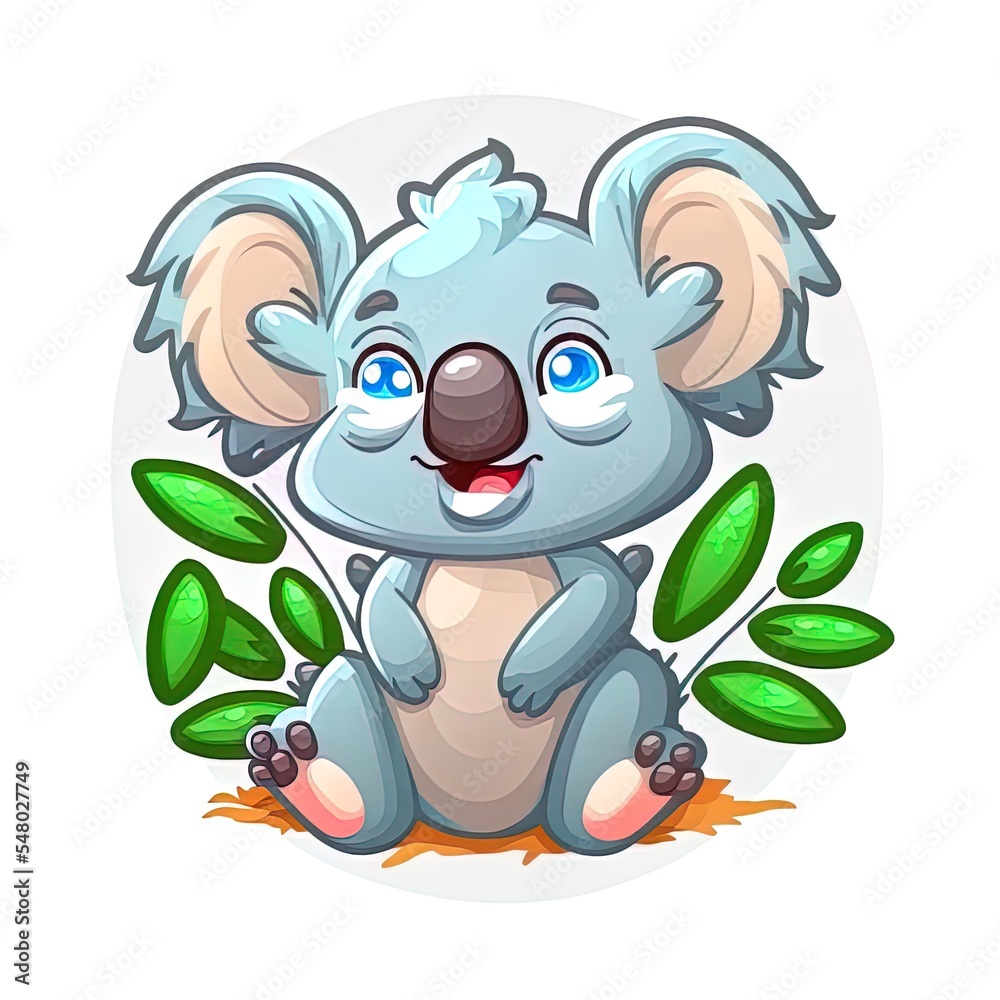 Fototapeta premium Cute koala with cub cartoon icon illustration.